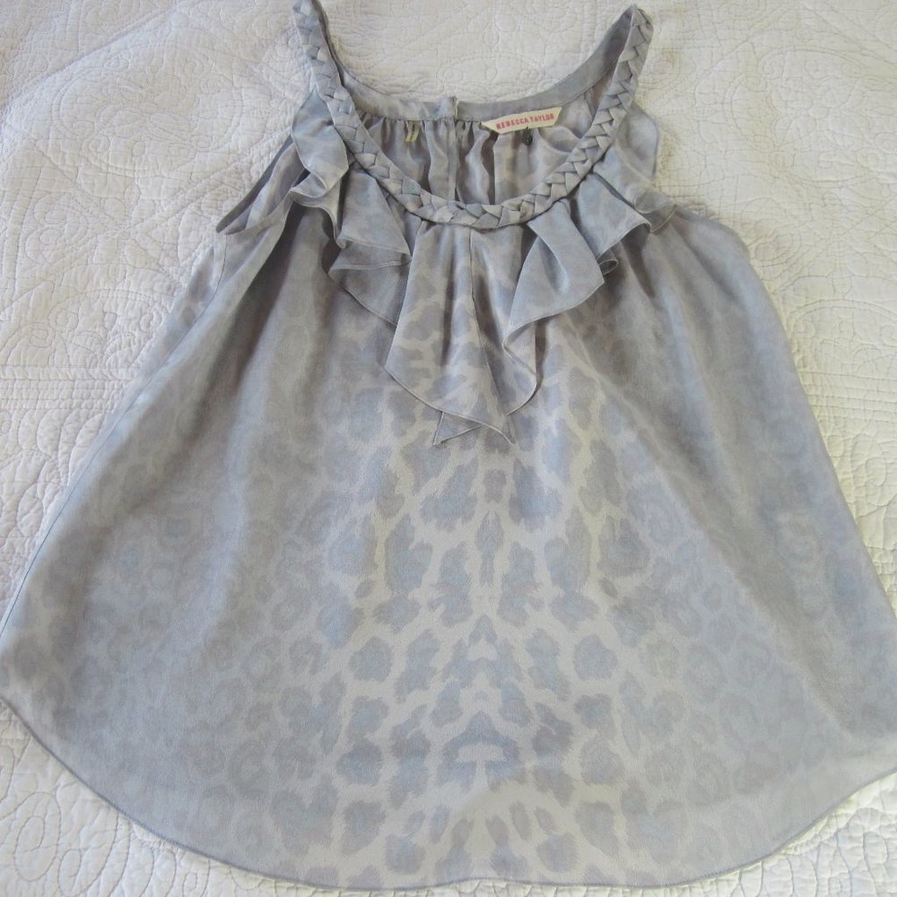 Rebecca Taylor Tank 6 Leopard Print Silk Hey Hole